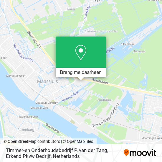 Timmer-en Onderhoudsbedrijf P. van der Tang, Erkend Pkvw Bedrijf kaart