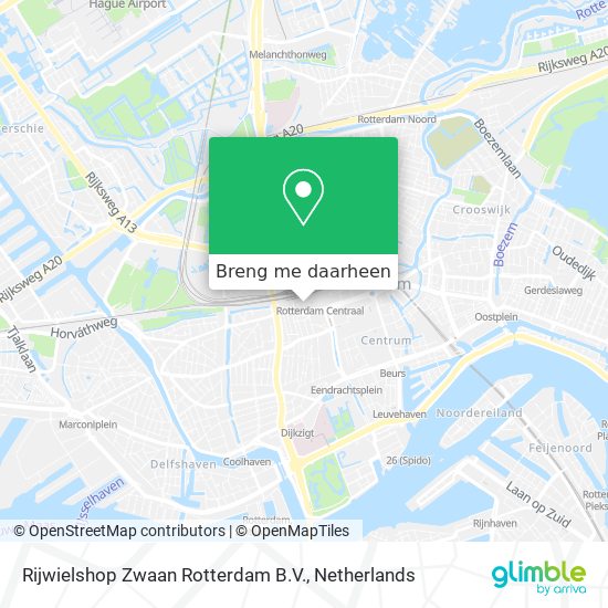 Rijwielshop Zwaan Rotterdam B.V. kaart
