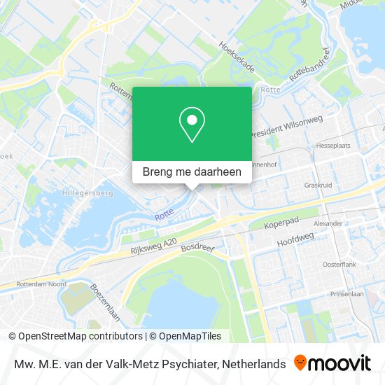 Mw. M.E. van der Valk-Metz Psychiater kaart