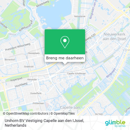 Unihorn BV Vestiging Capelle aan den IJssel kaart