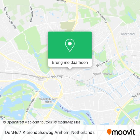 De \Hut\ Klarendalseweg Arnhem kaart