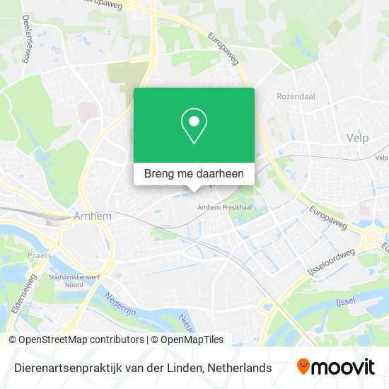 Dierenartsenpraktijk van der Linden kaart