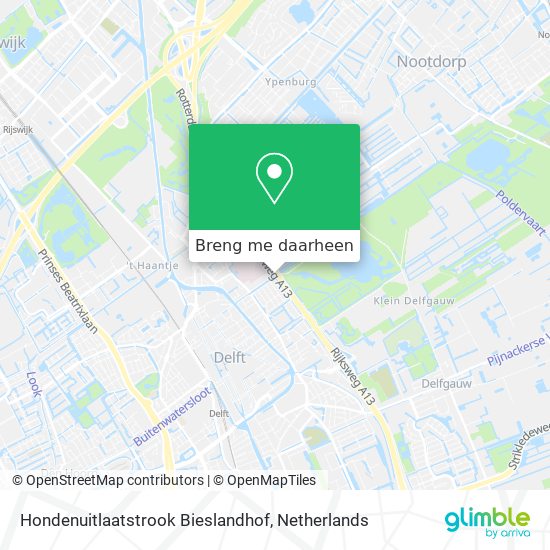 Hondenuitlaatstrook Bieslandhof kaart