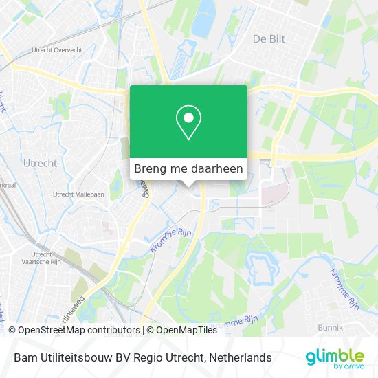 Bam Utiliteitsbouw BV Regio Utrecht kaart