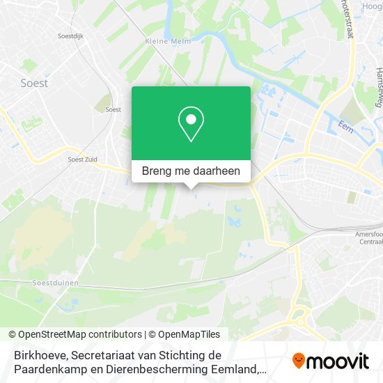 Birkhoeve, Secretariaat van Stichting de Paardenkamp en Dierenbescherming Eemland kaart