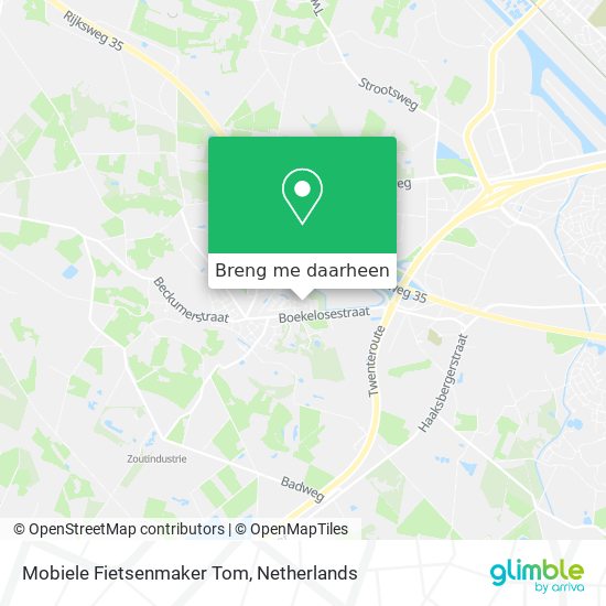Mobiele Fietsenmaker Tom kaart