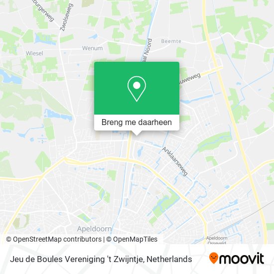 Jeu de Boules Vereniging 't Zwijntje kaart