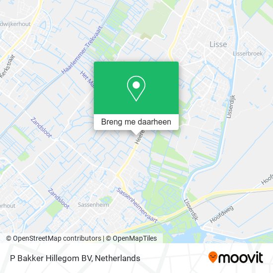 P Bakker Hillegom BV kaart