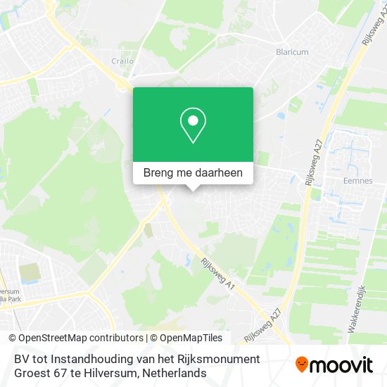 BV tot Instandhouding van het Rijksmonument Groest 67 te Hilversum kaart