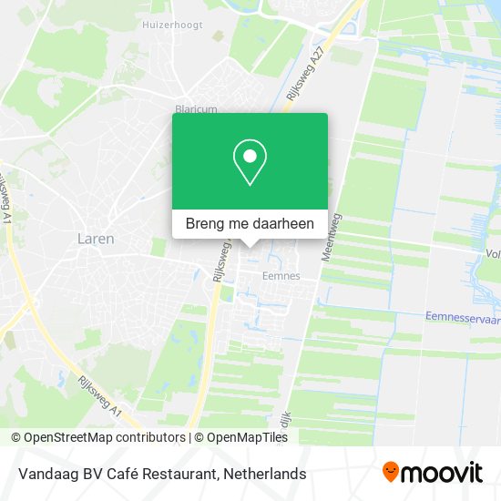 Vandaag BV Café Restaurant kaart