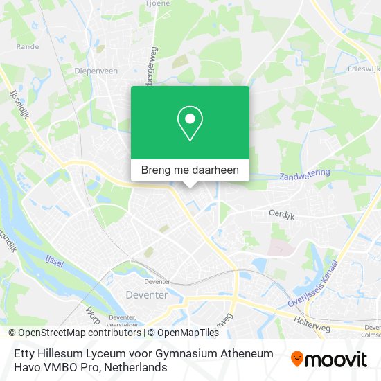 Etty Hillesum Lyceum voor Gymnasium Atheneum Havo VMBO Pro kaart