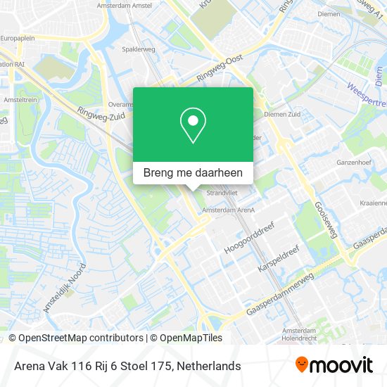 Arena Vak 116 Rij 6 Stoel 175 kaart