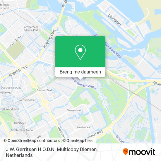J.W. Gerritsen H.O.D.N. Multicopy Diemen kaart