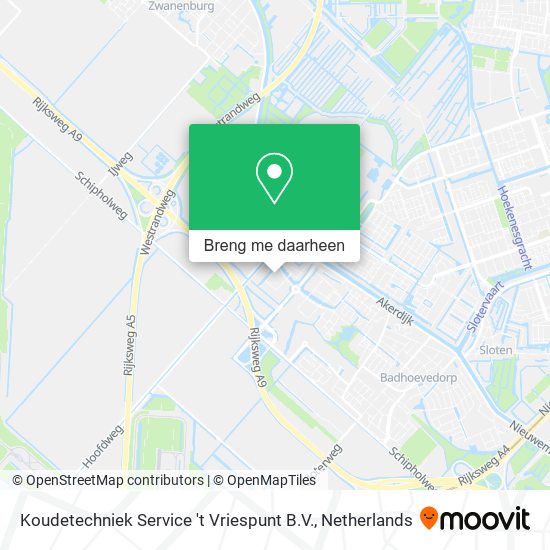 Koudetechniek Service 't Vriespunt B.V. kaart