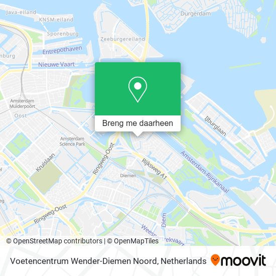 Voetencentrum Wender-Diemen Noord kaart