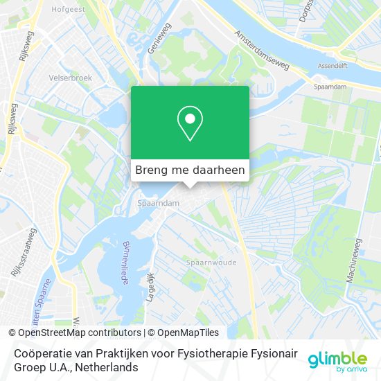 Coöperatie van Praktijken voor Fysiotherapie Fysionair Groep U.A. kaart