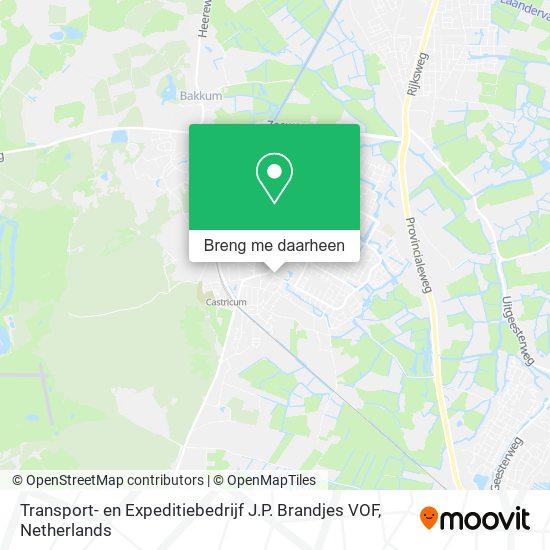 Transport- en Expeditiebedrijf J.P. Brandjes VOF kaart