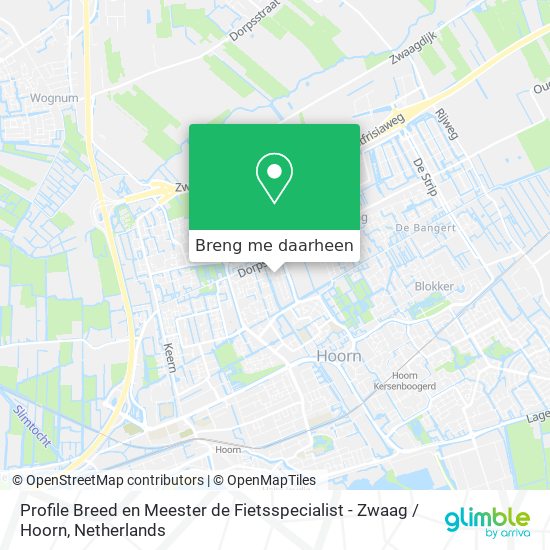 Profile Breed en Meester de Fietsspecialist - Zwaag / Hoorn kaart