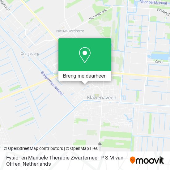 Fysio- en Manuele Therapie Zwartemeer P S M van Olffen kaart