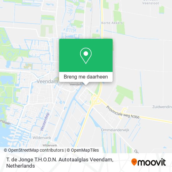 T. de Jonge T.H.O.D.N. Autotaalglas Veendam kaart
