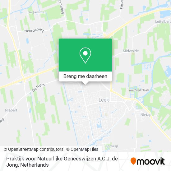 Praktijk voor Natuurlijke Geneeswijzen A.C.J. de Jong kaart