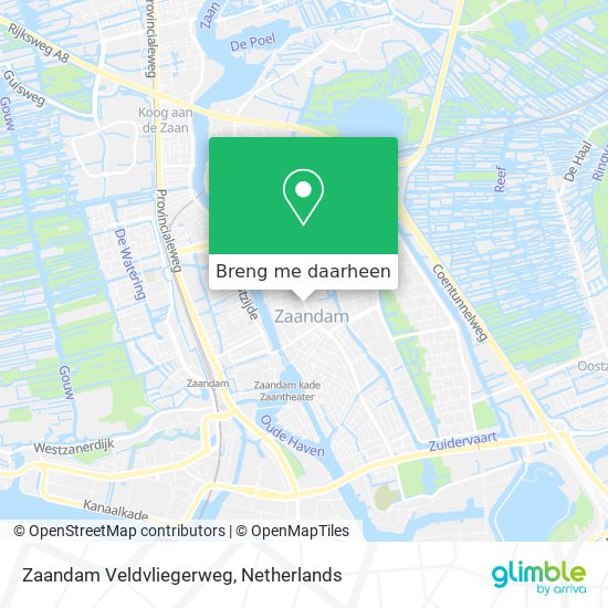 Zaandam Veldvliegerweg kaart