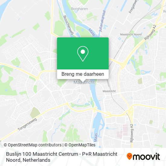 Buslijn 100 Maastricht Centrum - P+R Maastricht Noord kaart