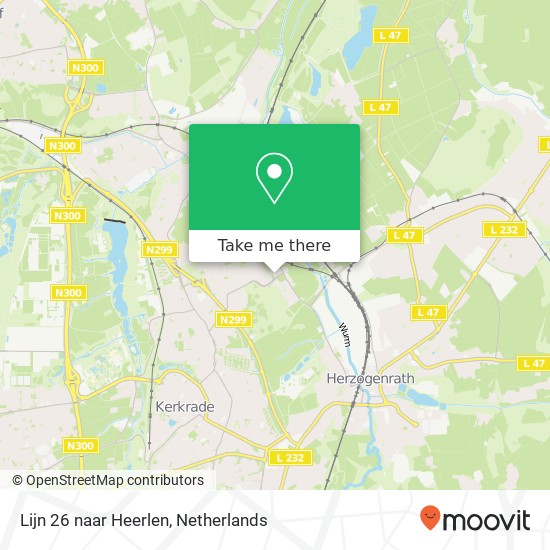 Lijn 26 naar Heerlen kaart