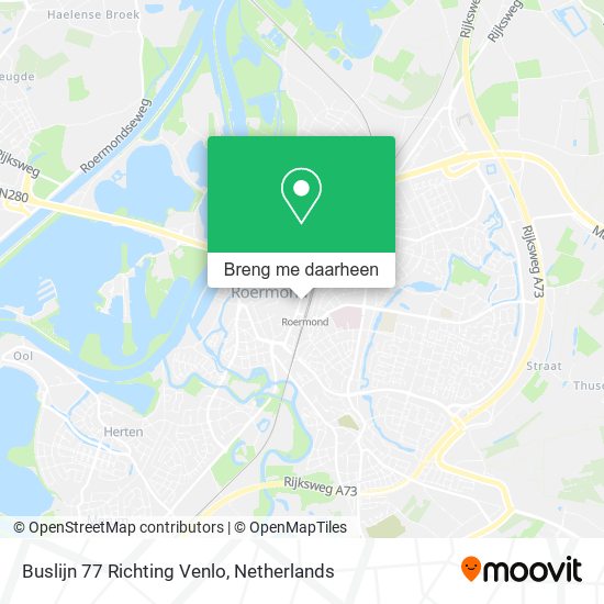 Buslijn 77 Richting Venlo kaart