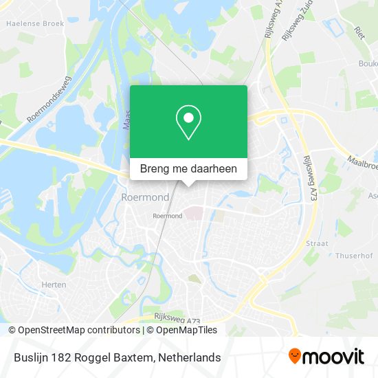 Buslijn 182 Roggel Baxtem kaart