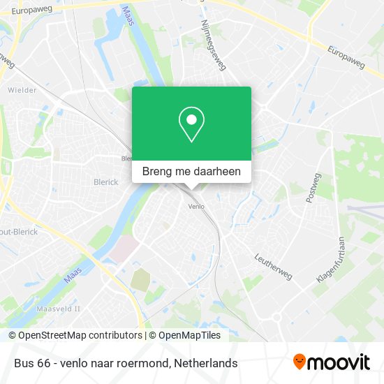 Bus 66 - venlo naar roermond kaart