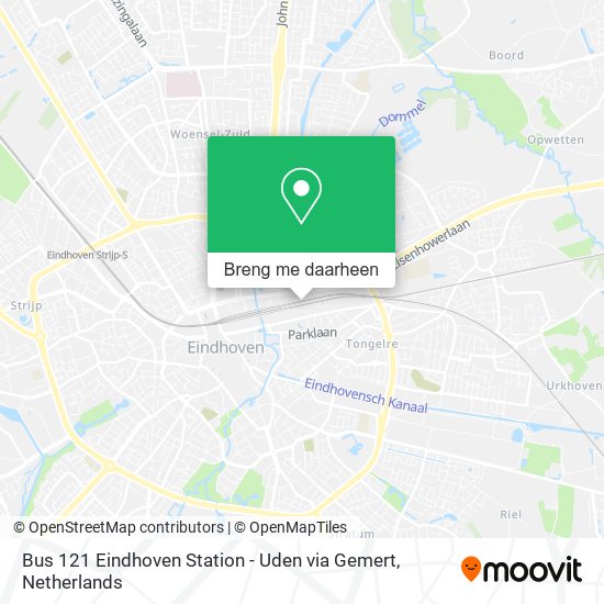 Bus 121 Eindhoven Station - Uden via Gemert kaart
