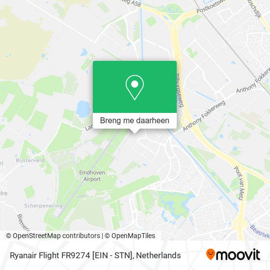 Ryanair Flight FR9274 [EIN - STN] kaart