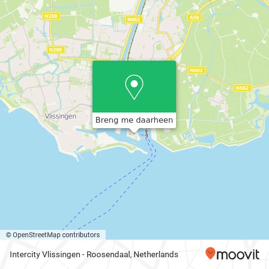 Intercity Vlissingen - Roosendaal kaart