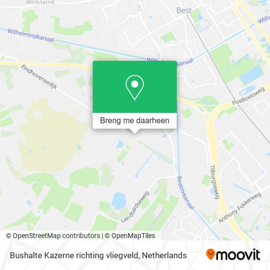 Bushalte Kazerne richting vliegveld kaart