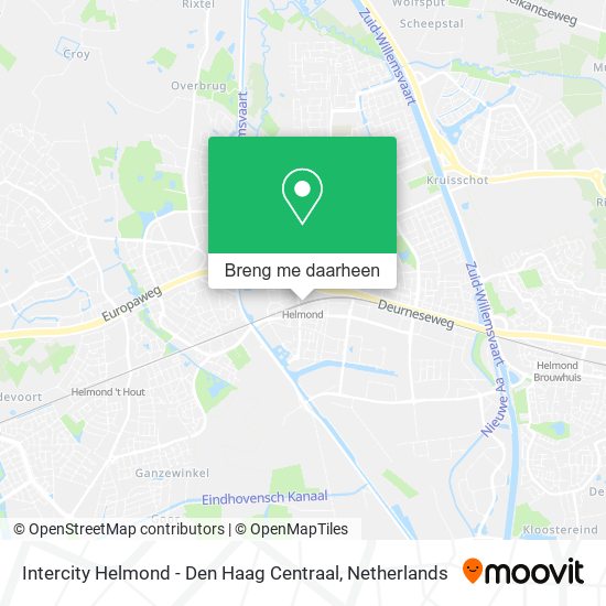 Intercity Helmond - Den Haag Centraal kaart