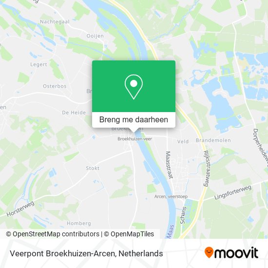 Veerpont Broekhuizen-Arcen kaart