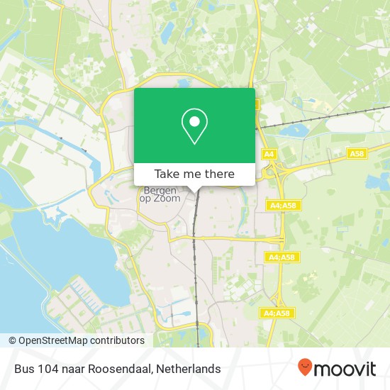 Bus 104 naar Roosendaal kaart