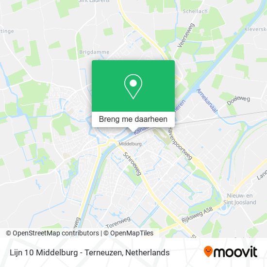 Lijn 10 Middelburg - Terneuzen kaart