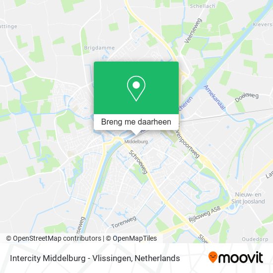 Intercity Middelburg - Vlissingen kaart