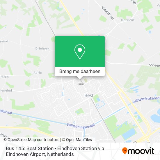 Bus 145: Best Station - Eindhoven Station via Eindhoven Airport kaart