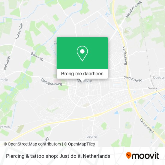 Piercing & tattoo shop: Just do it kaart