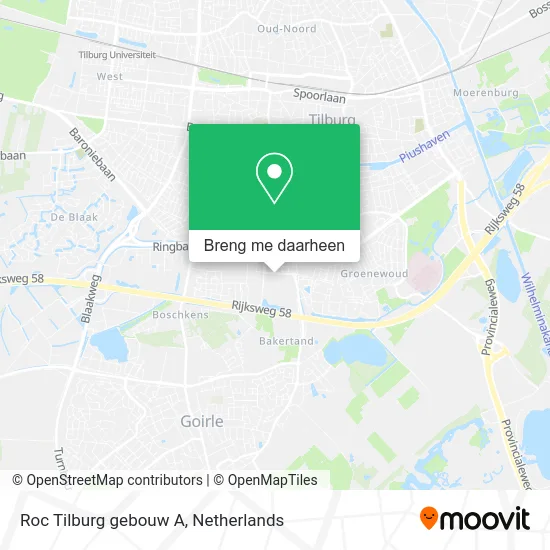 Roc Tilburg gebouw A kaart