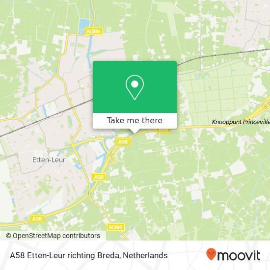 A58 Etten-Leur richting Breda kaart