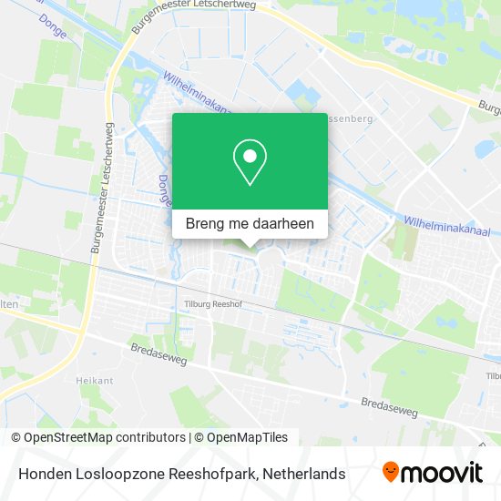 Honden Losloopzone Reeshofpark kaart