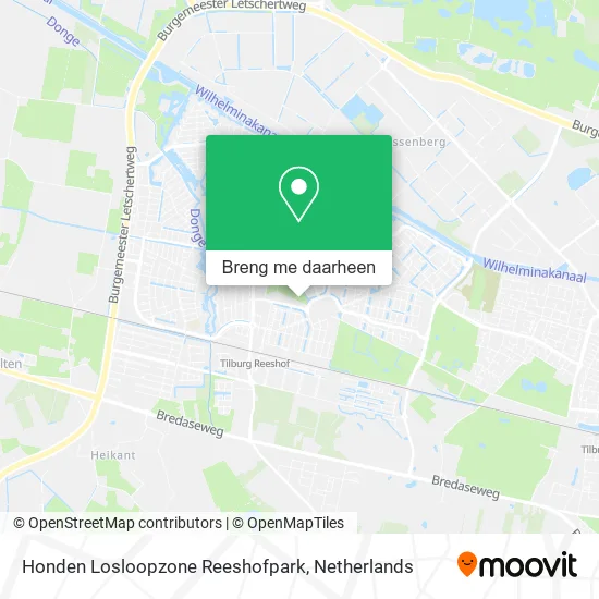 Honden Losloopzone Reeshofpark kaart