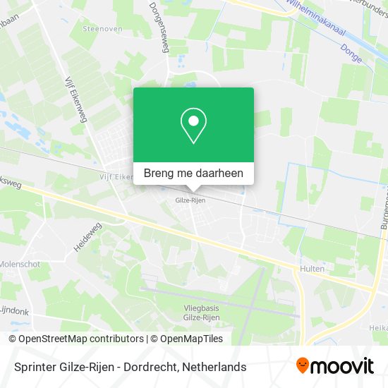 Sprinter Gilze-Rijen - Dordrecht kaart