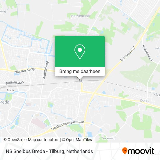 NS Snelbus Breda - Tilburg kaart
