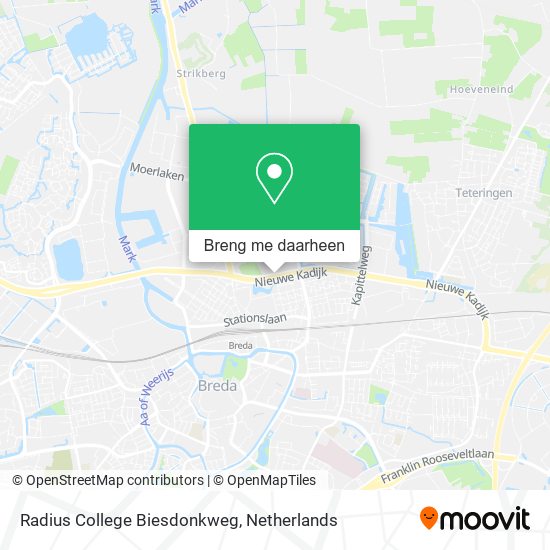 Radius College Biesdonkweg kaart