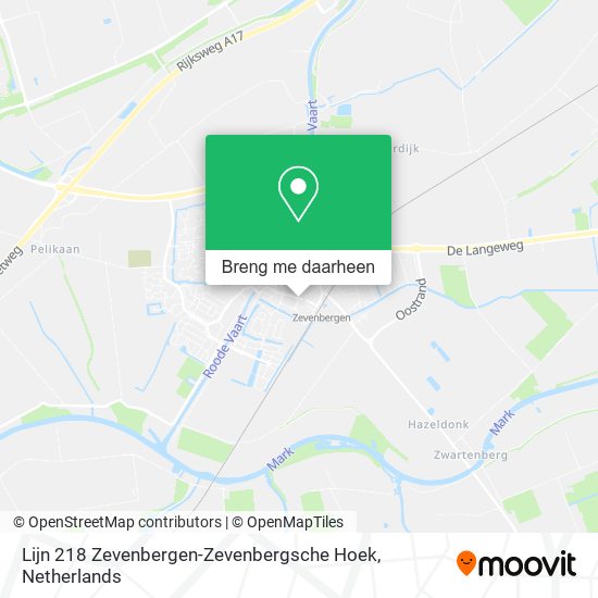 Lijn 218 Zevenbergen-Zevenbergsche Hoek kaart